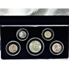 UNITED STATES OF AMERICA . FIVE 5 COIN SET . AMERICAN COINAGE OF WORLD WAR II . GENUINE